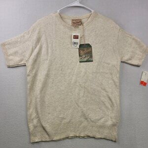 Woolrich Womens X Large Cream Short Sleeve 100% Cotton Sweater USA Vintage